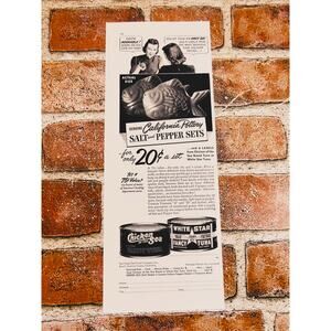 1940 Chicken of Sea‎ Tuna Salt & Pepper Kitchen Collectible Nostalgic Print Ad